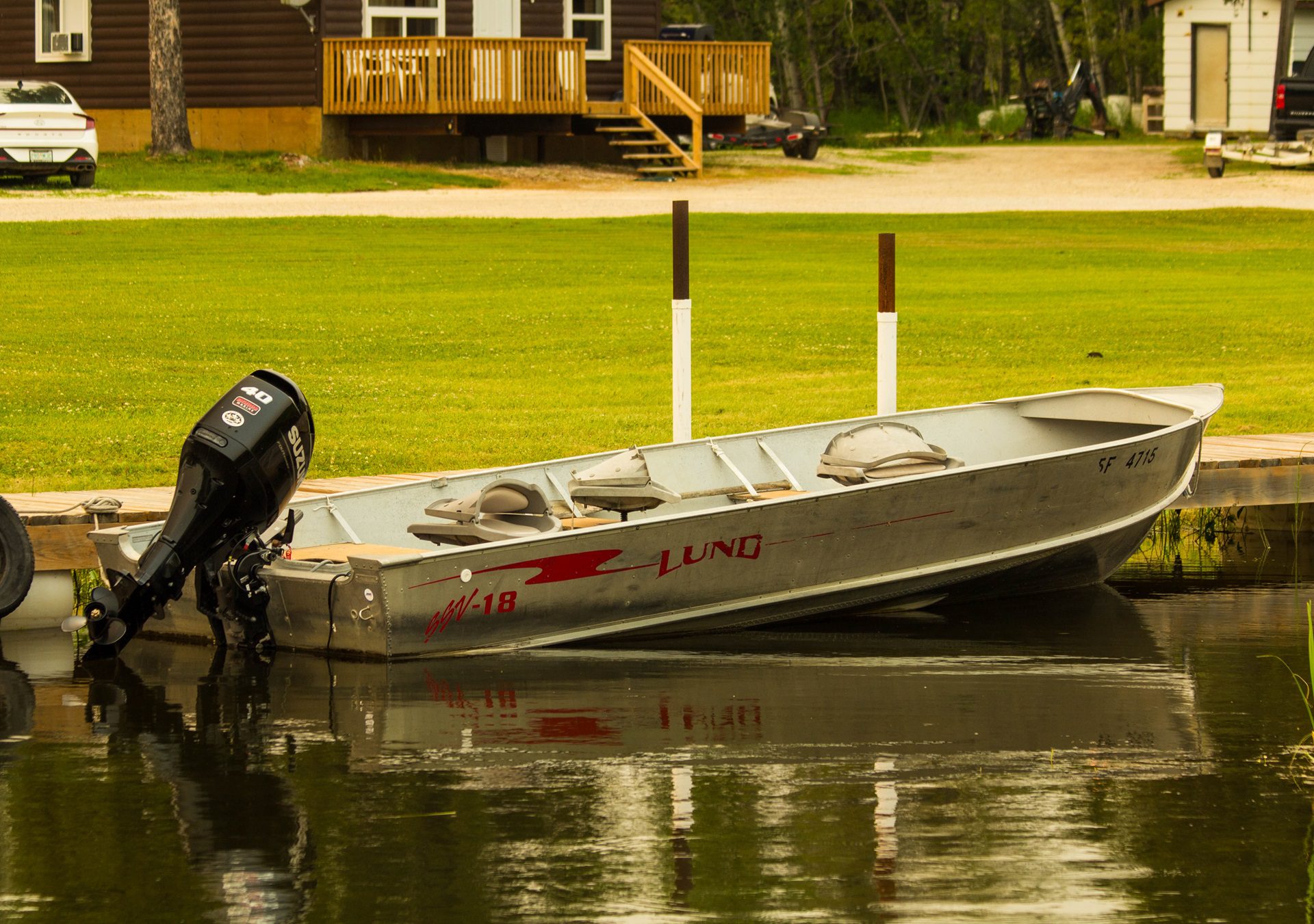 Boat docked at Viking Lodge